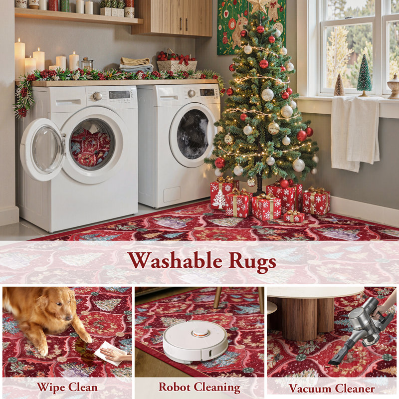 The Holiday Aisle® Laraven Christmas World Full-Coverage Rug